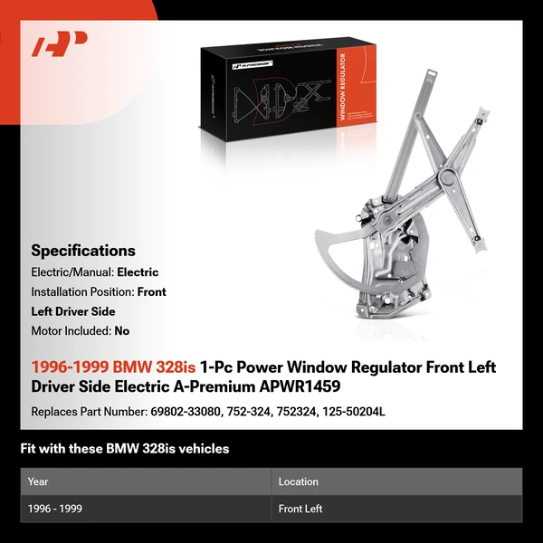 1996-1999 BMW 328is 1-Pc Power Window Regulator Front Left Driver Side Electric A-Premium APWR1459