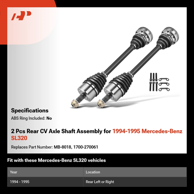 2 Pcs Rear CV Axle Shaft Assembly for 1994-1995 Mercedes-Benz SL320