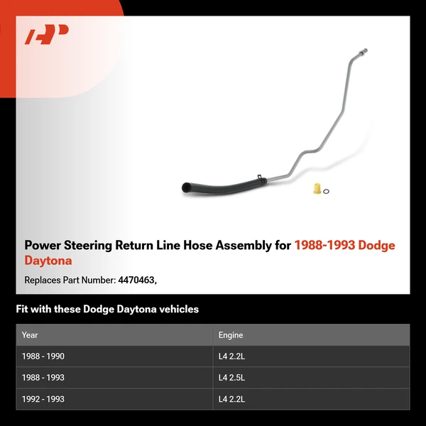 Power Steering Return Line Hose Assembly for 1988-1993 Dodge Daytona