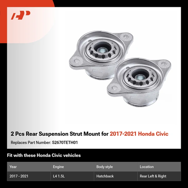 2 Pcs Rear Suspension Strut Mount for 2017-2021 Honda Civic