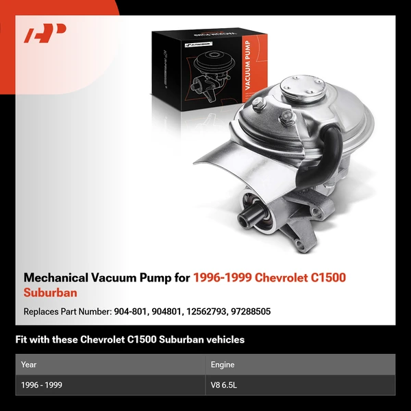 Mechanical Vacuum Pump for 1996-1999 Chevrolet C1500 Suburban