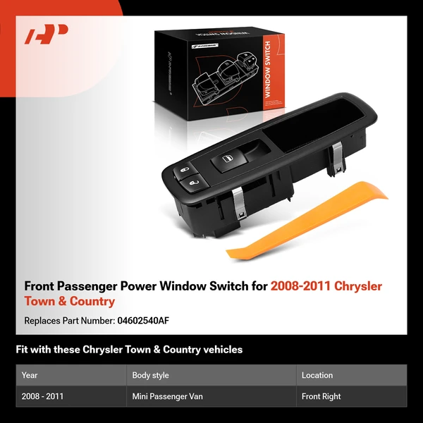 Front Passenger Power Window Switch for 2008-2011 Chrysler Town & Country