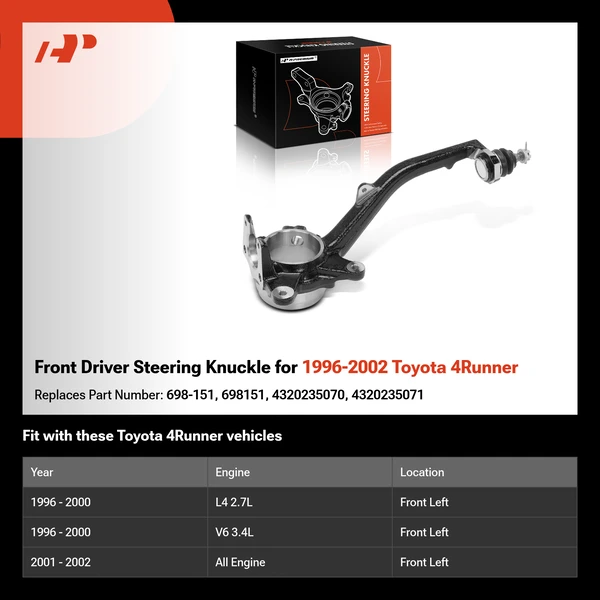 Front Driver Steering Knuckle for 1996-2002 Toyota 4Runner