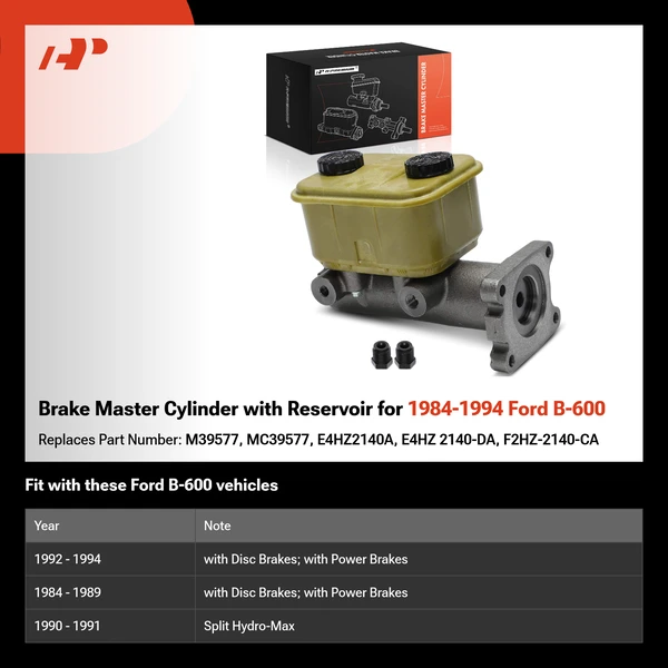 Brake Master Cylinder with Reservoir for 1984-1994 Ford B-600
