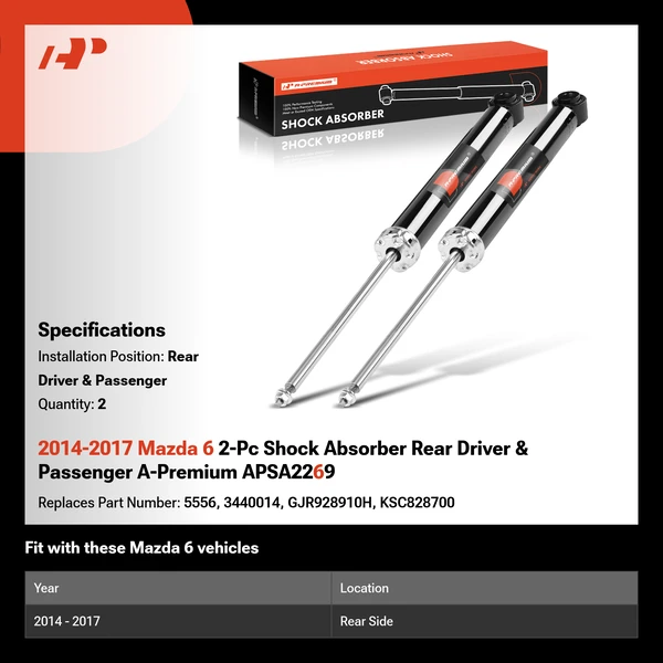 2014-2017 Mazda 6 2-Pc Shock Absorber Rear Driver & Passenger A-Premium APSA2269