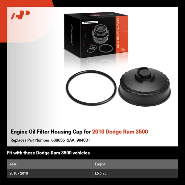 Engine Oil Filter Housing Cap for 2010 Dodge Ram 3500