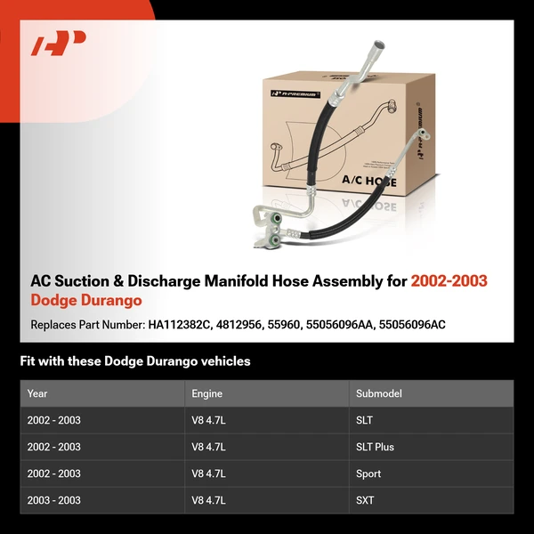 AC Suction & Discharge Manifold Hose Assembly for 2002-2003 Dodge Durango