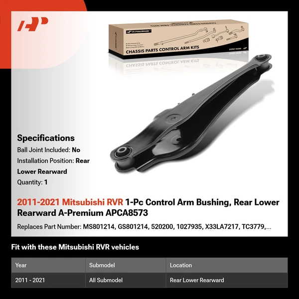 2011-2021 Mitsubishi RVR 1-Pc Control Arm Bushing, Rear Lower Rearward A-Premium APCA8573