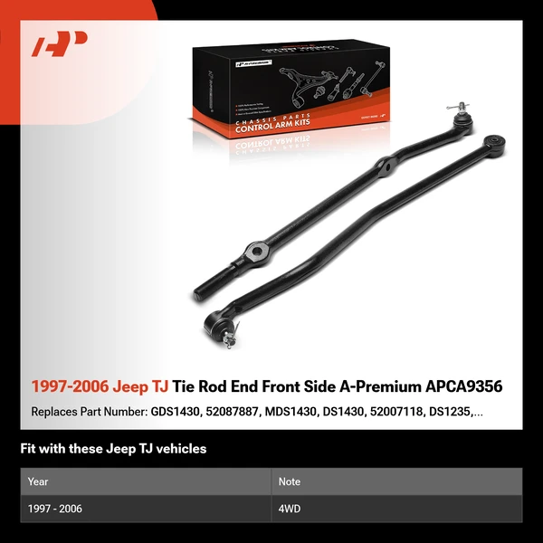 1997-2006 Jeep TJ Tie Rod End Front Side A-Premium APCA9356