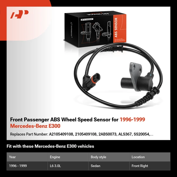 Front Passenger ABS Wheel Speed Sensor for 1996-1999 Mercedes-Benz E300