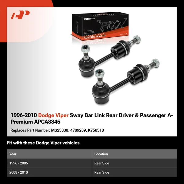 1996-2010 Dodge Viper Sway Bar Link Rear Driver & Passenger A-Premium APCA8345