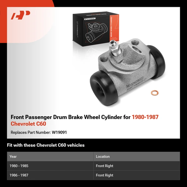 Front Passenger Drum Brake Wheel Cylinder for 1980-1987 Chevrolet C60