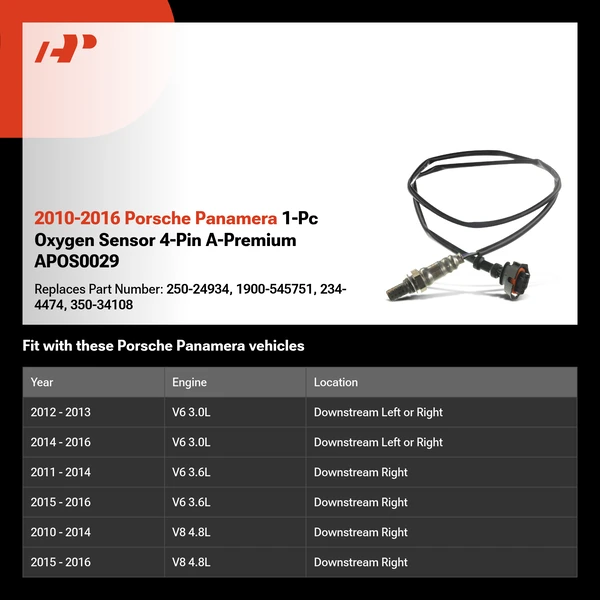 2010-2016 Porsche Panamera 1-Pc Oxygen Sensor 4-Pin A-Premium APOS0029