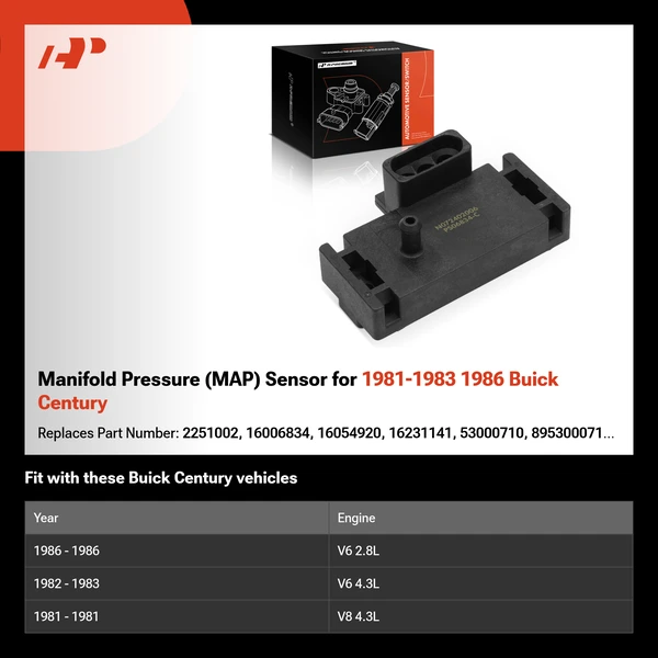 Manifold Pressure (MAP) Sensor for 1981-1983 1986 Buick Century