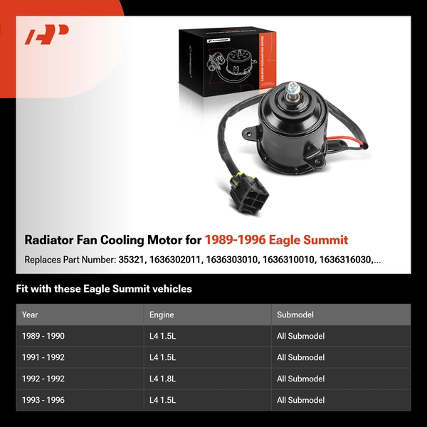 Radiator Fan Cooling Motor for 1989-1996 Eagle Summit