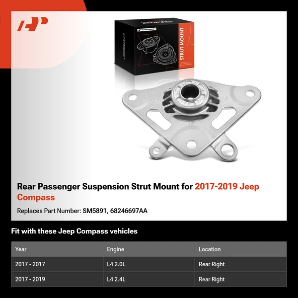 Rear Passenger Suspension Strut Mount for 2017-2019 Jeep Compass