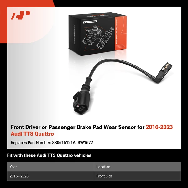 Front Driver or Passenger Brake Pad Wear Sensor for 2016-2023 Audi TTS Quattro
