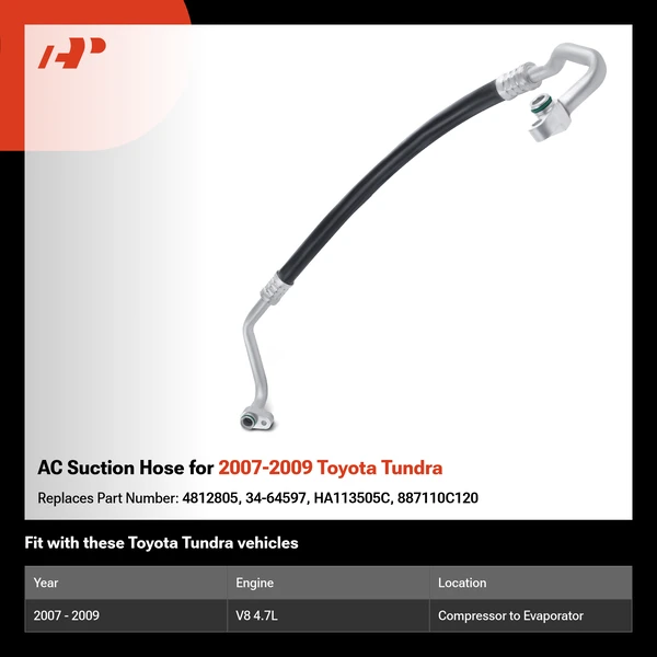 AC Suction Hose for 2007-2009 Toyota Tundra