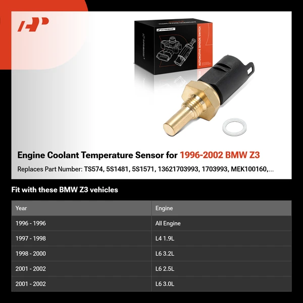 Engine Coolant Temperature Sensor for 1996-2002 BMW Z3