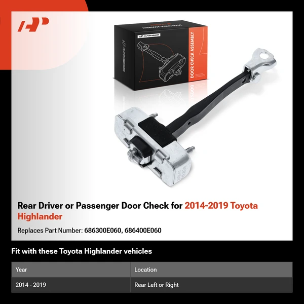 Rear Driver or Passenger Door Check for 2014-2019 Toyota Highlander