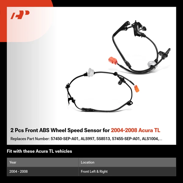 2 Pcs Front ABS Wheel Speed Sensor for 2004-2008 Acura TL