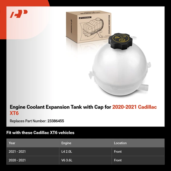 Engine Coolant Expansion Tank with Cap for 2020-2021 Cadillac XT6