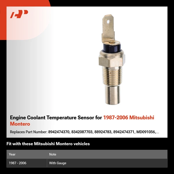 Engine Coolant Temperature Sensor for 1987-2006 Mitsubishi Montero