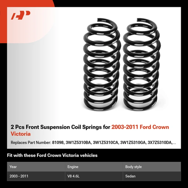 2 Pcs Front Suspension Coil Springs for 2003-2011 Ford Crown Victoria