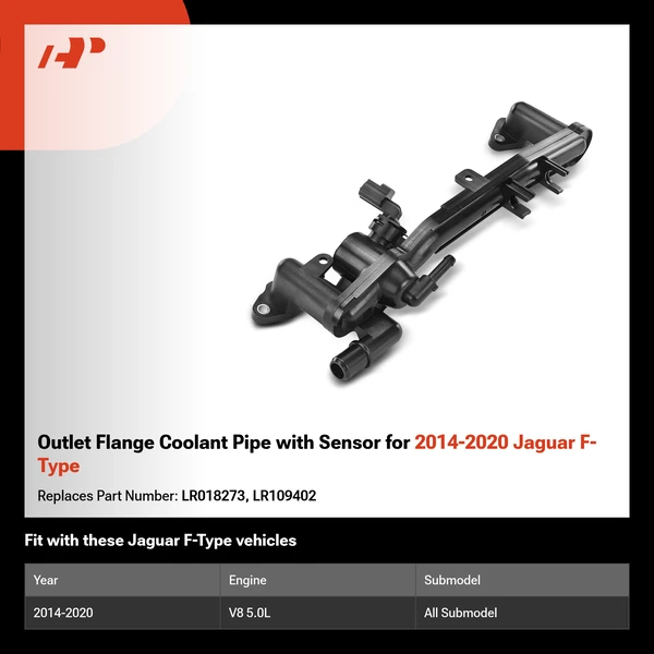 Outlet Flange Coolant Pipe with Sensor for 2014-2020 Jaguar F-Type