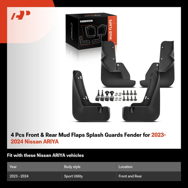 4 Pcs Front & Rear Mud Flaps Splash Guards Fender for 2023-2024 Nissan ARIYA