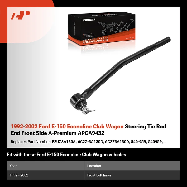 1992-2002 Ford E-150 Econoline Club Wagon Steering Tie Rod End Front Side A-Premium APCA9432