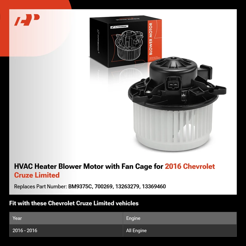 HVAC Heater Blower Motor with Fan Cage for 2016 Chevrolet Cruze Limited