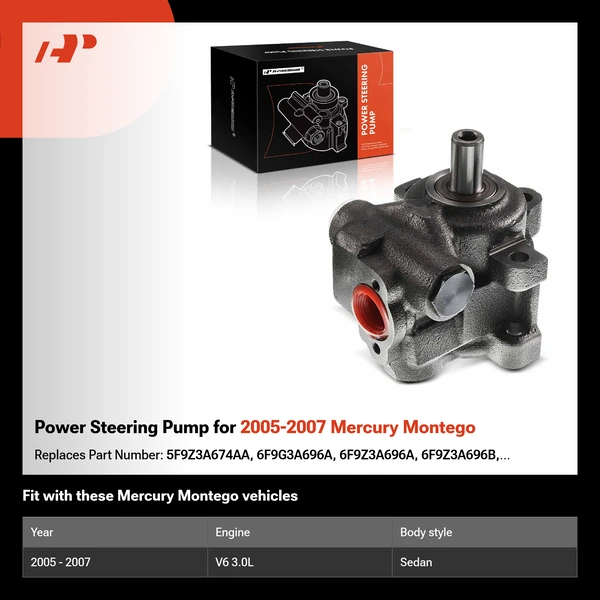 Power Steering Pump for 2005-2007 Mercury Montego
