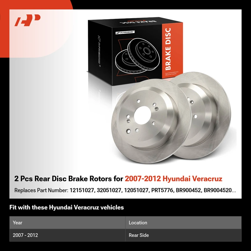 2 Pcs Rear Disc Brake Rotors for 2007-2012 Hyundai Veracruz