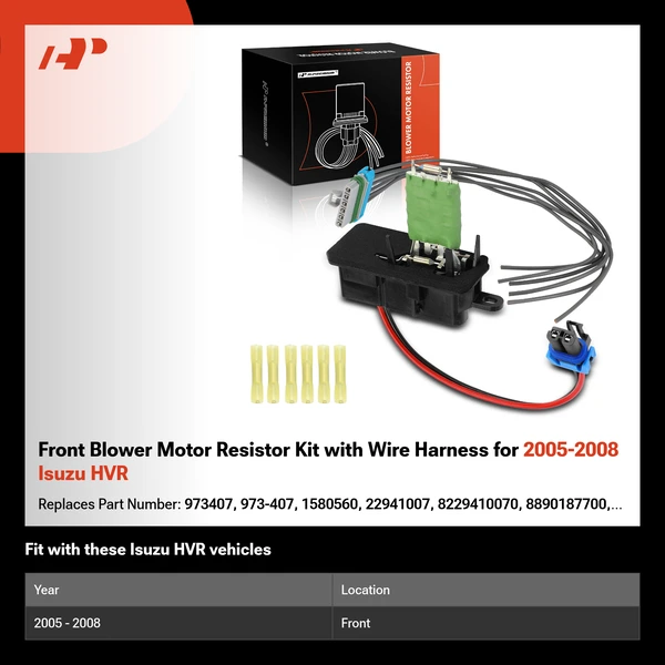 Front Blower Motor Resistor Kit with Wire Harness for 2005-2008 Isuzu HVR