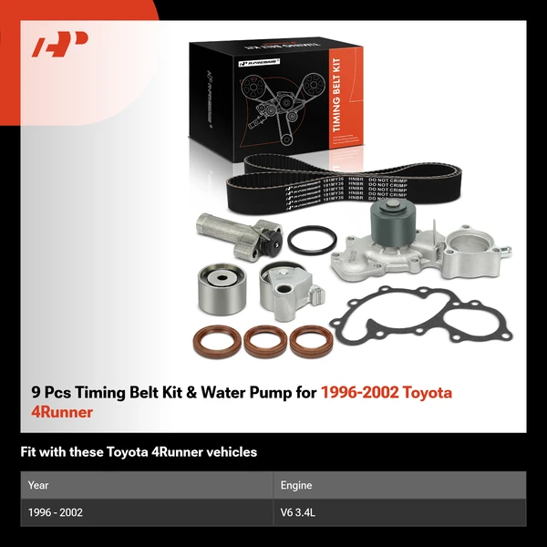 9 Pcs Timing Belt Kit & Water Pump for 1996-2002 Toyota 4Runner
