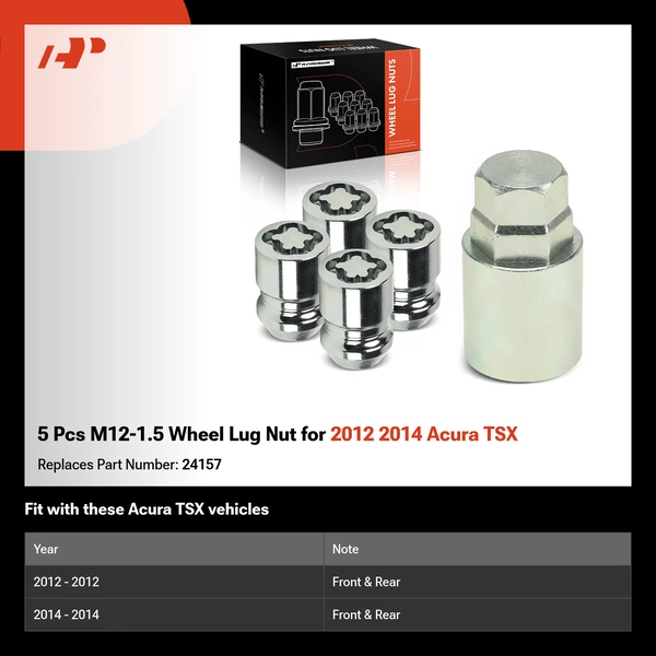 5 Pcs M12-1.5 Wheel Lug Nut for 2012 2014 Acura TSX