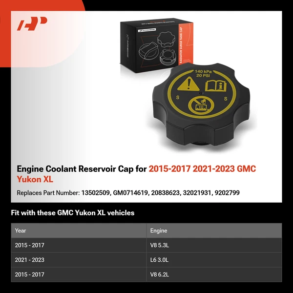 Engine Coolant Reservoir Cap for 2015-2017 2021-2023 GMC Yukon XL