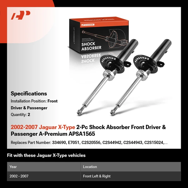 2002-2007 Jaguar X-Type 2-Pc Shock Absorber Front Driver & Passenger A-Premium APSA1565