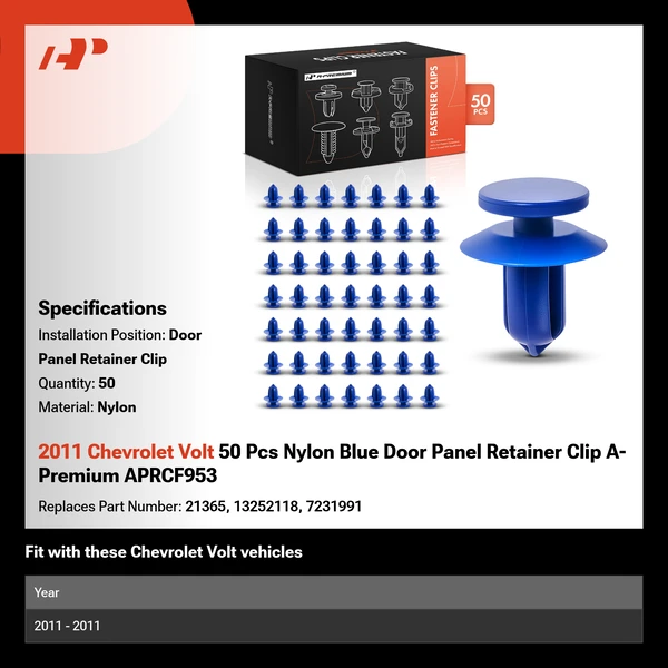 2011 Chevrolet Volt 50 Pcs Nylon Blue Door Panel Retainer Clip A-Premium APRCF953
