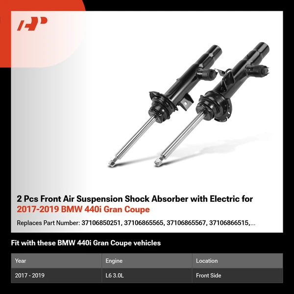 2 Pcs Front Air Suspension Shock Absorber with Electric for 2017-2019 BMW 440i Gran Coupe