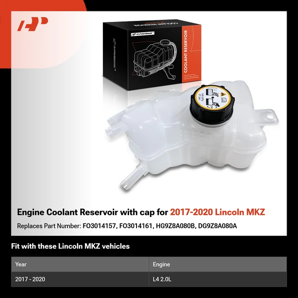 Engine Coolant Reservoir with cap for 2017-2020 Lincoln MKZ