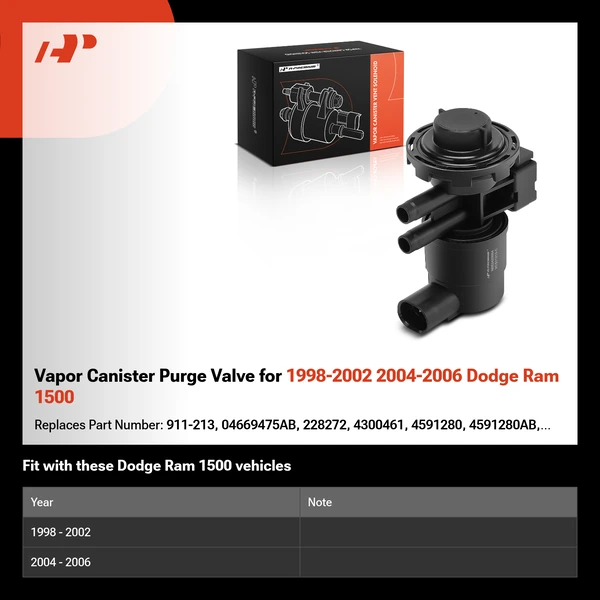 Vapor Canister Purge Valve for 1998-2002 2004-2006 Dodge Ram 1500