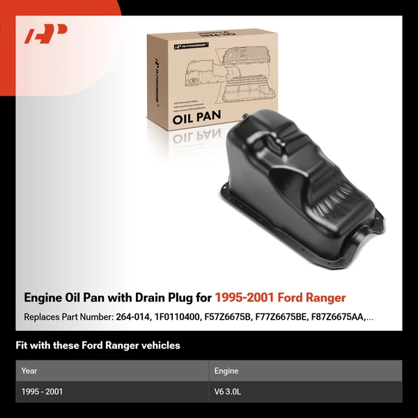 Engine Oil Pan with Drain Plug for 1995-2001 Ford Ranger