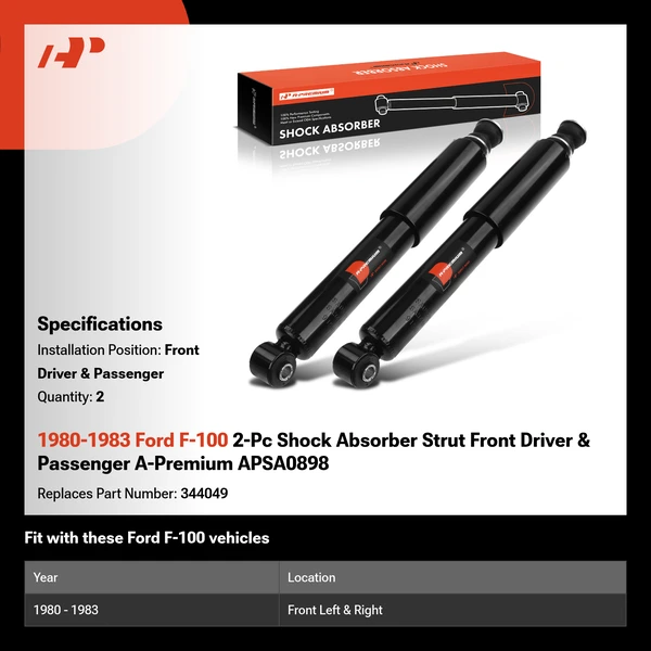 1980-1983 Ford F-100 2-Pc Shock Absorber Strut Front Driver & Passenger A-Premium APSA0898