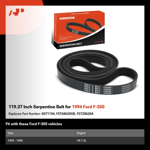 119.37 Inch Serpentine Belt for 1994 Ford F-350