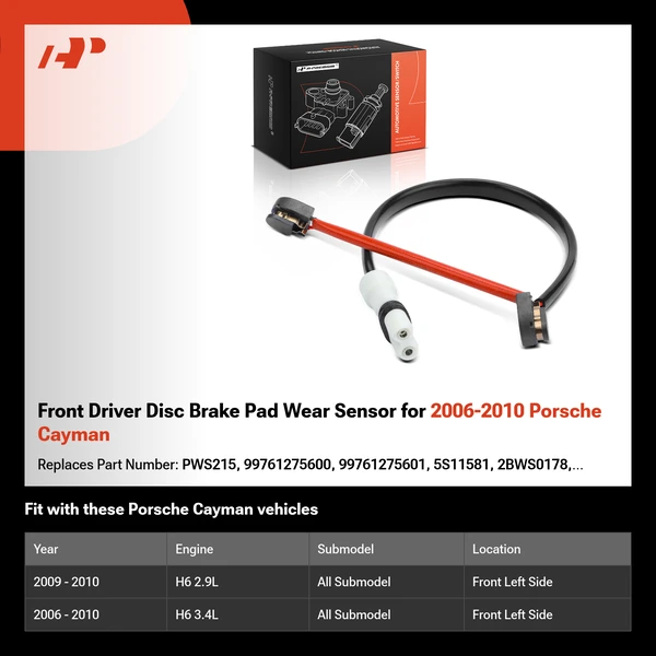 Front Driver Disc Brake Pad Wear Sensor for 2006-2010 Porsche Cayman