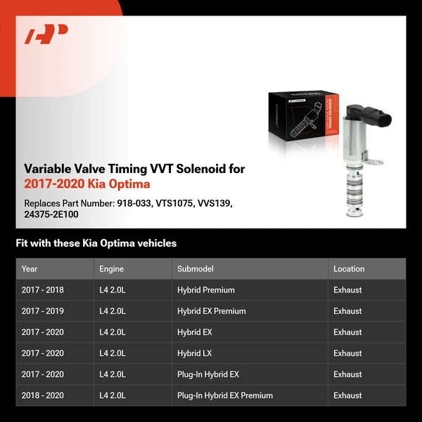 Variable Valve Timing VVT Solenoid for 2017-2020 Kia Optima