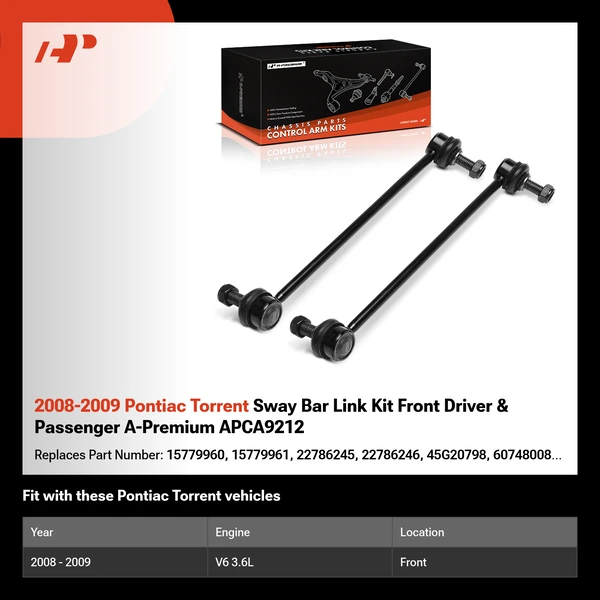 2008-2009 Pontiac Torrent Sway Bar Link Kit Front Driver & Passenger A-Premium APCA9212