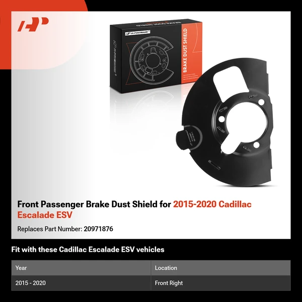Front Passenger Brake Dust Shield for 2015-2020 Cadillac Escalade ESV
